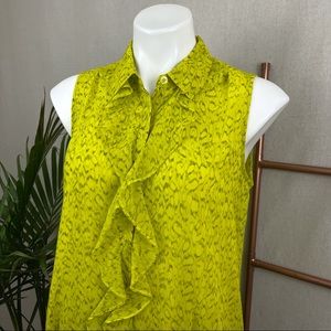 CAbi Reign Chartreuse Sleeveless Ruffle Top #3071
